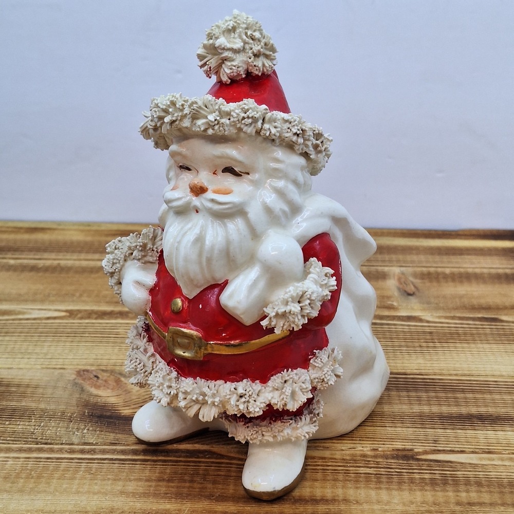 Vintage‎ Napco S267 A Santa 6" Spaghetti Planter MCM 50s Gold Accent Japan